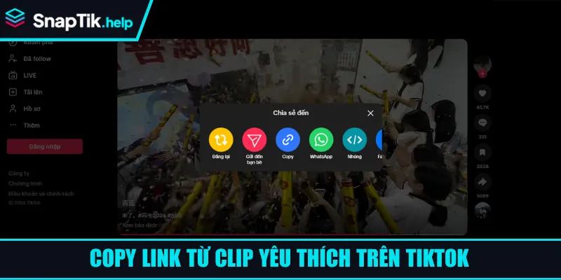 Copy link từ clip yêu thích trên tiktok