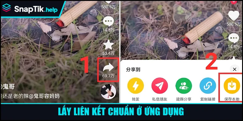 Lấy liên kết chuẩn ở ứng dụng