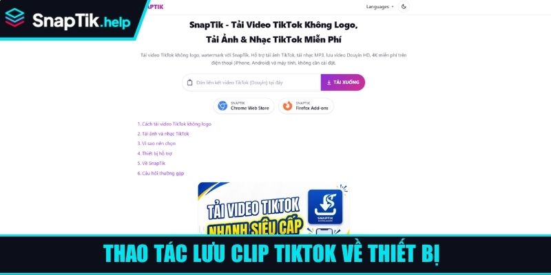 Thao tác lưu clip TikTok về thiết bị